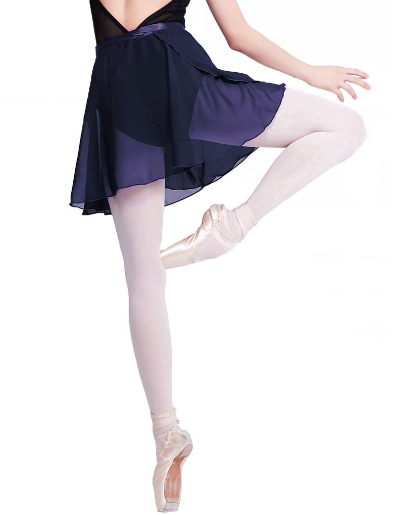 Daydance Navy Girl's Ballet Wrap Skirts Kids Dance Skirts with Waist Tie for Leotards - Image 2